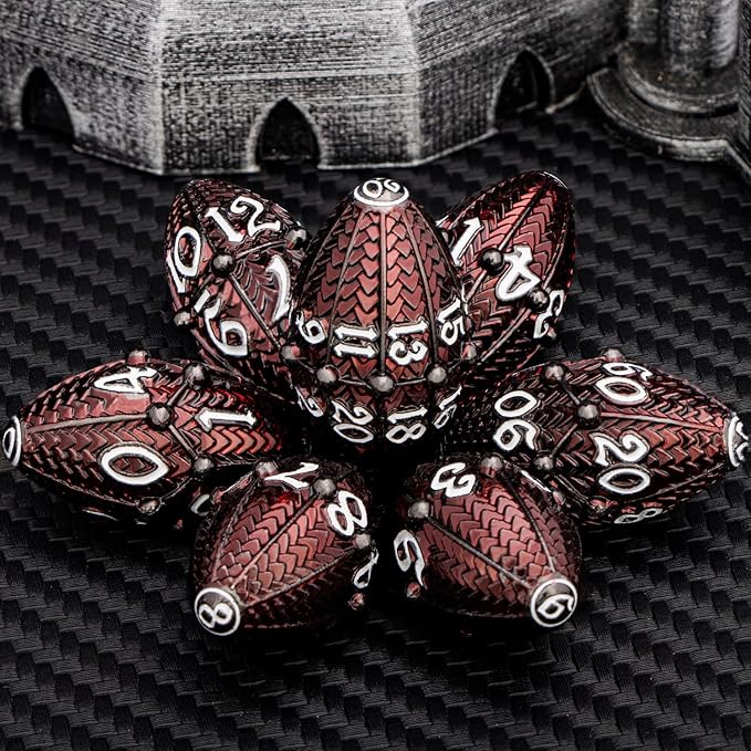ARUOHHA DND Metal Dice Black Red Dragon Egg Dice with Rotating Dragon Egg Shell, Role Playing Game RPG Polyhedral D and D Dice Set D20 D12 D10 D8 D6 D4