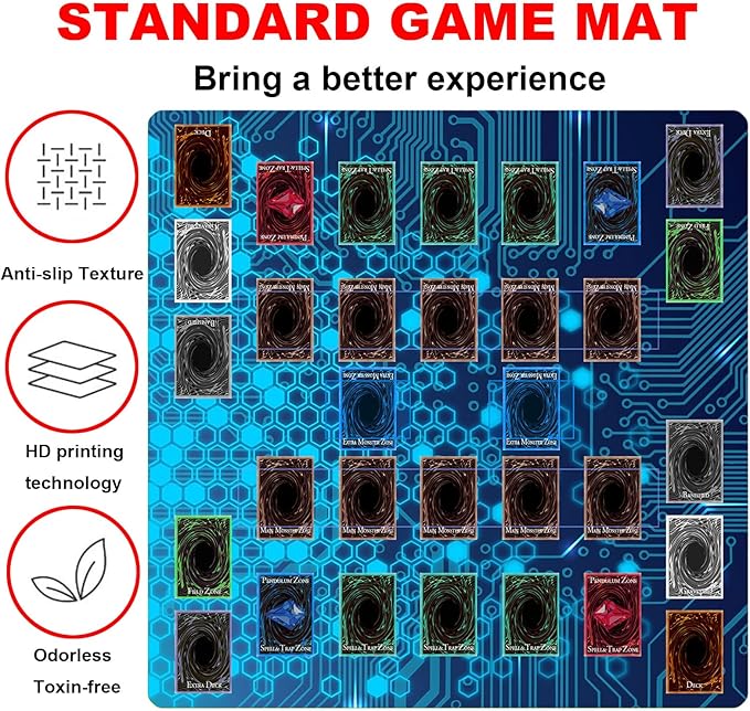 Card Rubber Mat - 2 Player, Square playmat for Gamer 60x60cm/23.6x23.6inch
