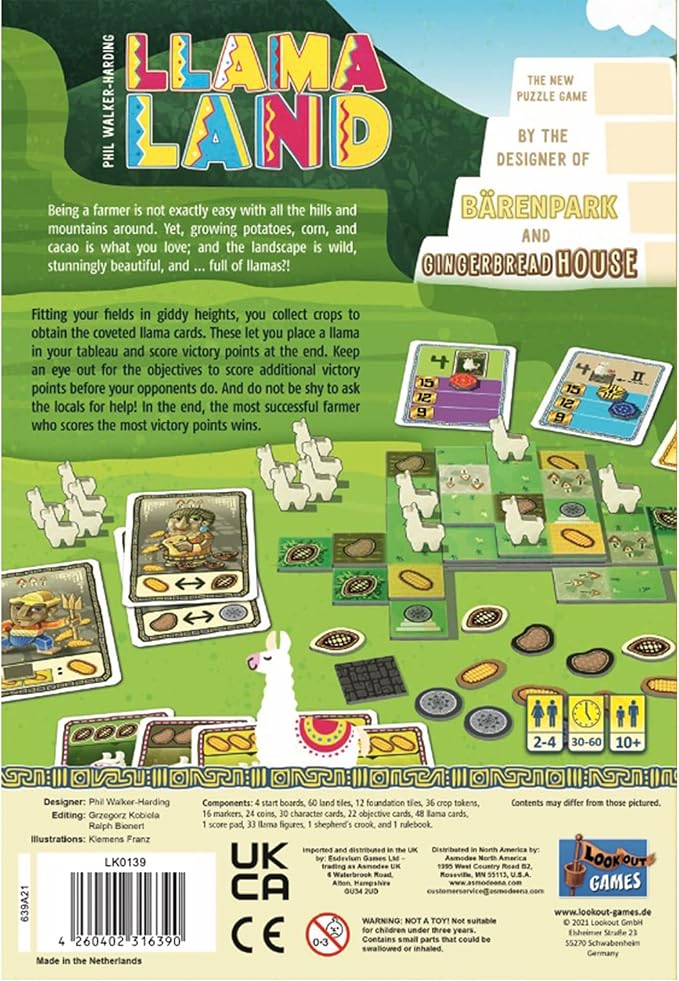 Llamaland Building Terraces at Machu Picchu Board Game | Fun Family Puzzle Game for Adults and Kids | Ages 10+ | 2-4 Players | Average Playtime 30-45 Minutes | Lookout Games, Multicolor