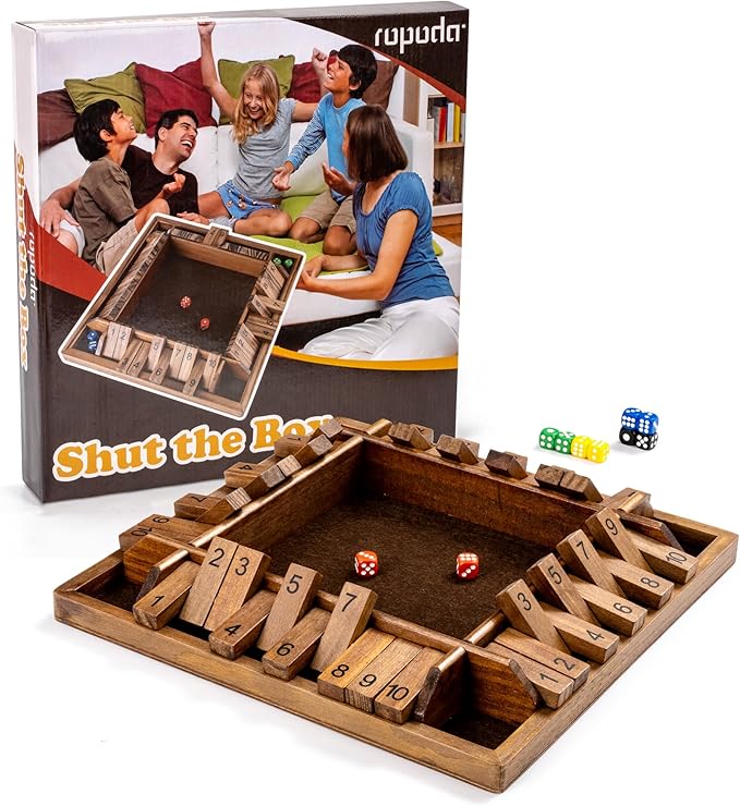 ropoda 14 Inches 4-Way Board Game (2-4 Players) for Kids & Adults [Large Wooden Game, 8 Dice + Rules] Smart Addition Learning Game – Vantage Style