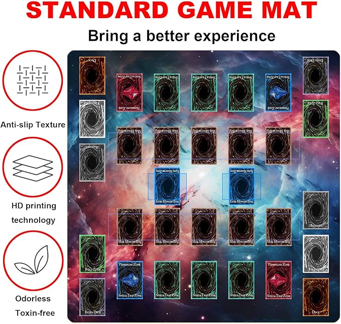 Card Rubber Mat - 2 Player, Square playmat for Gamer 60x60cm/23.6x23.6inch