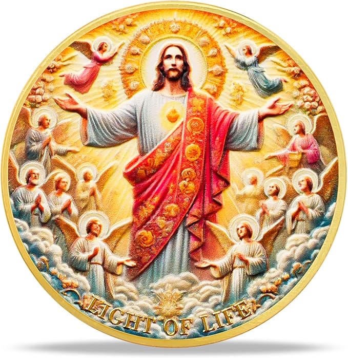Jesus and Angels Divine Messenger Religious Coin Inspirational Bible Verse Medallion Faith-Based Gifts for Spiritual Encouragement for Men & Women
