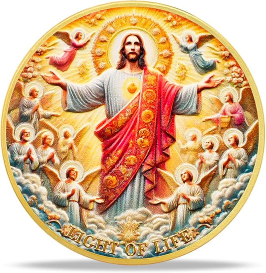 Jesus and Angels Divine Messenger Religious Coin Inspirational Bible Verse Medallion Faith-Based Gifts for Spiritual Encouragement for Men & Women