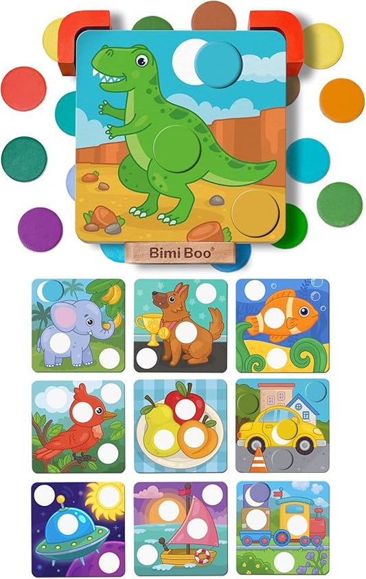Bimi Boo Magnetic Color Matching Boards for Toddlers - Color Learning & Sorting Toy for Kids (35 Colorful Magnets & 10 Vibrant Themes)