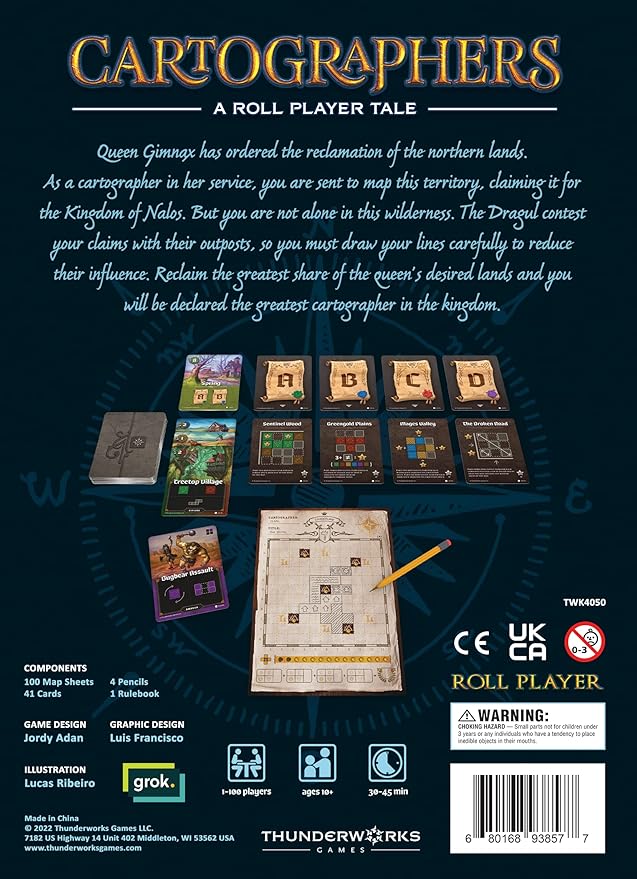 Cartographers: A Roll Player Tale | Award-Winning Game of Fantasy Map Drawing | Strategy Board Game | Flip and Write | Family Game for 1-100 Players | 30-45 Minutes