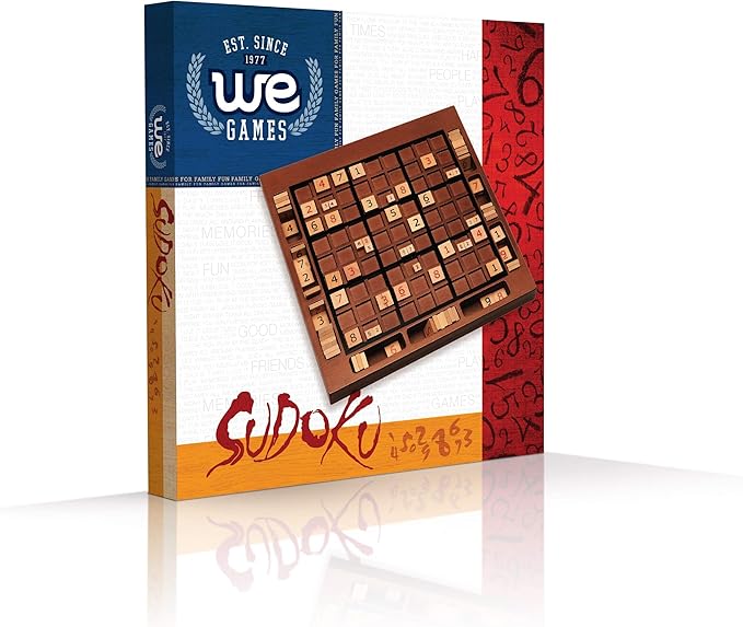WE Games Wooden Sudoku Board with Storage Slots in Medium Stain - 11.5 in.