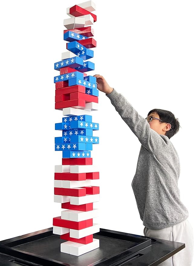 Flag Large Tower Game Outdoor Games 54 Blocks Stacking Game Includes Carry Bag