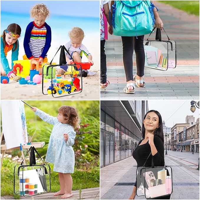 8 Packs Large Toy Storage Bags with Zipper and Labels, Clear PVC Waterproof Toy Organizers Bags for Board Games, Puzzles Pieces, Building Blocks, Handmade Accessories, Kid Books