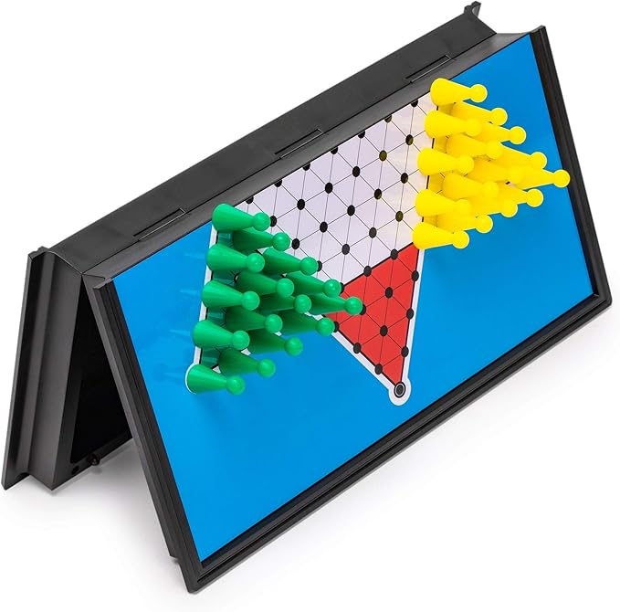 Yellow Mountain Imports Magnetic Chinese Checkers Halma Travel Set, 9.8 Inches - Folding, Portable Board Game Set
