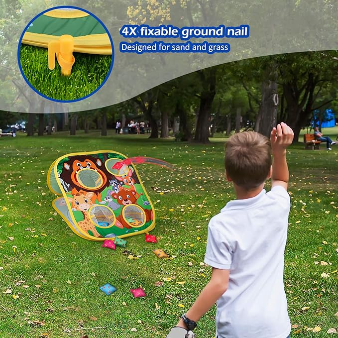 Animal Bean Bag Toss Game Toy Outdoor Toss Game, Family Party Party Supplies for Kids, Gift for Boys Birthday or Christmas for Toddlers Ages 3 4 5 6 Year Old