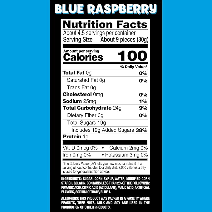 SOUR JACKS, Sour Gummy Wedges, Blue Raspberry Flavored Candy, 5oz Bag (12 Pack)