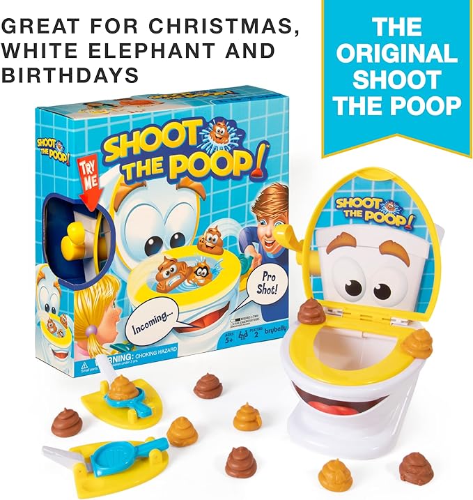 Brybelly The Original Shoot The Poop - Funny Family Game - Fast and Frenzied Flushing Poop Game with Fun Sounds for Kids
