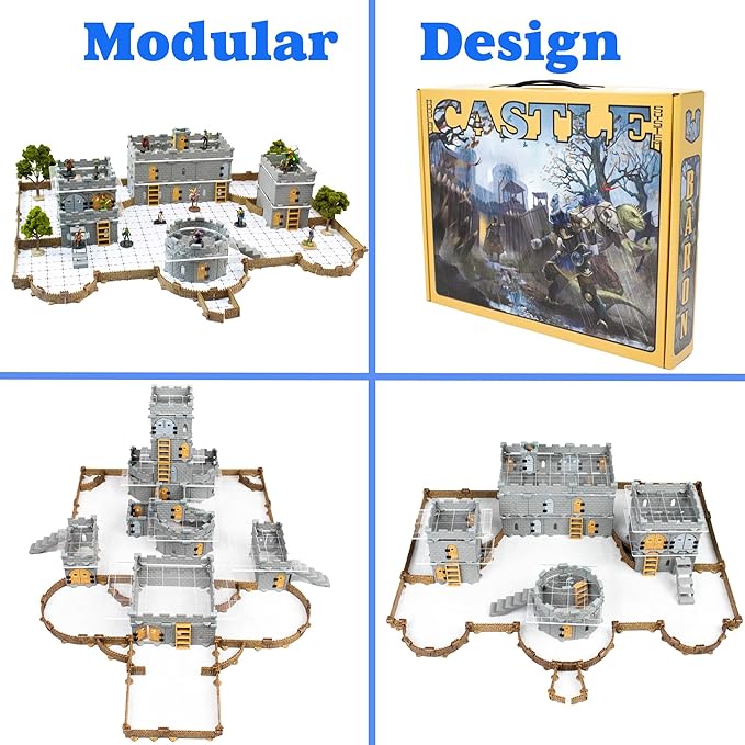 Baron Keep Castle Set - Mini Dungeon Castle Cavern DND Terrain for Tabletop RPGs, Dungeons & Dragons, Pathfinder, War Gaming, and More! by DCD (168+pcs, 4sqft, 16areas)