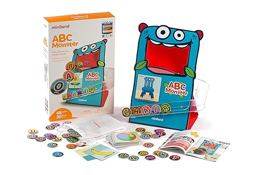 Miniland Educational - ABC Monster Game - Interactive Alphabet Phonics Teaching Game for Preschool and Grade School Children