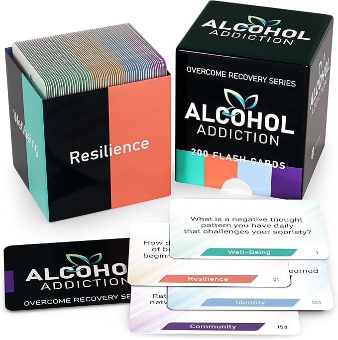 Overcome Alcohol – Addiction Recovery Questions Group Therapy Game 200 Cards – Counseling Conversations Icebreaker for Substance Abuse, Positive Mental Health, Sobriety, Relapse & Alcoholics Anonymous