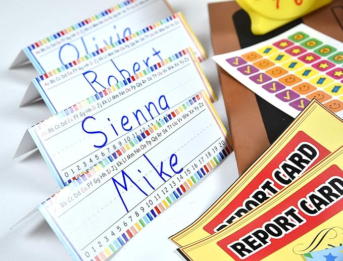 Dr. STEM Toys | Play Teacher Role-Play Set Includes Reusable White Board, Bell, Report Cards, for Home or Classroom, Over 30 Pieces Included, Gift for Kids, Complete Set