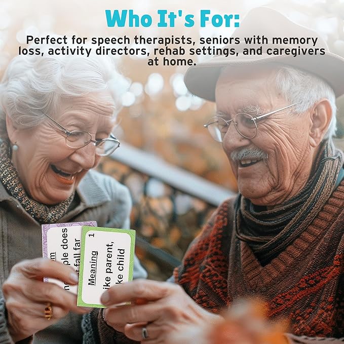 Assistex 2 in 1 Matching Memory Card Games for Seniors - Brain Game for Dementia Patients - Adult Memory Game for Seniors - Lyric and Idiom Cards for Alzheimer and Dementia Patients, 40 Cards Each