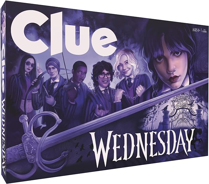 CLUE: Wednesday | Classic Board Game Inspired by The Netflix Original Series | Solve The Mystery at Nevermore Academy with Friends and Family | Officially Licensed Merchandise | 2-6 Players | Ages 8+