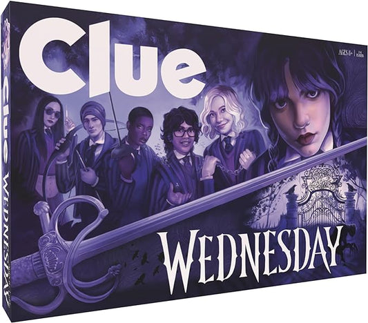 CLUE: Wednesday | Classic Board Game Inspired by The Netflix Original Series | Solve The Mystery at Nevermore Academy with Friends and Family | Officially Licensed Merchandise | 2-6 Players | Ages 8+