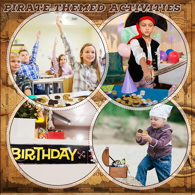 Hanaive 100 Pcs Metal Pirate Coins Treasure Chest Spanish Doubloon Fake Coins Tokens for Kids Board Games Pirate Party Cosplay (Novelty Style)