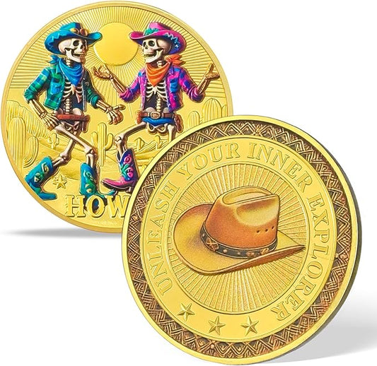Memento Mori Coin Momento Mori Coin Skull Coin Stoic Gifts Memento Mori Calendar Living Memento Mori Amor Fati Coin (Cowboy Skeleton)
