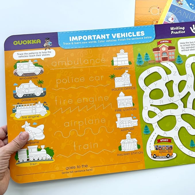 QUOKKA Busy Book Practice Handwriting for Kids - ABC - Learn to Write for Toddlers 3-5 | 30 Tasks | Pre K ABC Letter Tracing | Homeschool Preschool Learning Activities