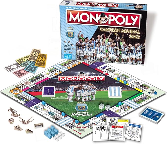 Monopoly Argentina Campeon Mundial Edition Board Game for Families and Kids Ages 8 and Up Spanish Version
