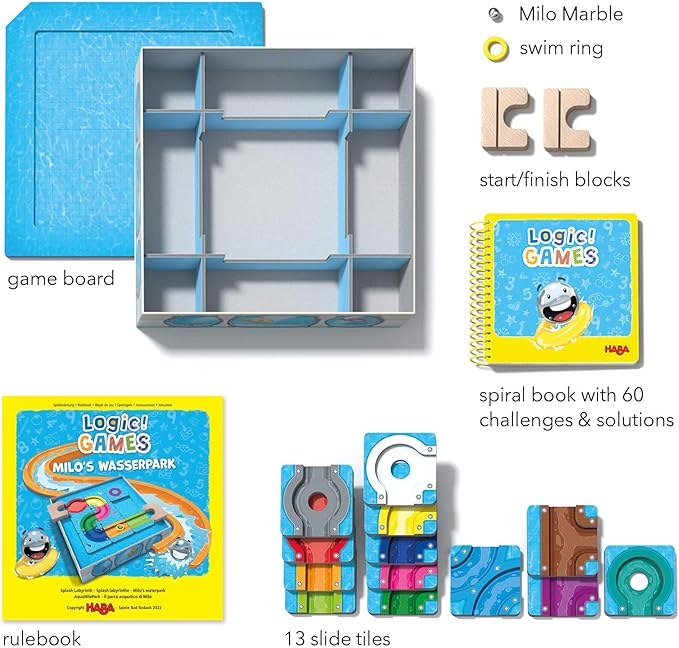 HABA Logic! Games: Milo's Waterpark - Splash Labyrinth Dexterity Maze Game