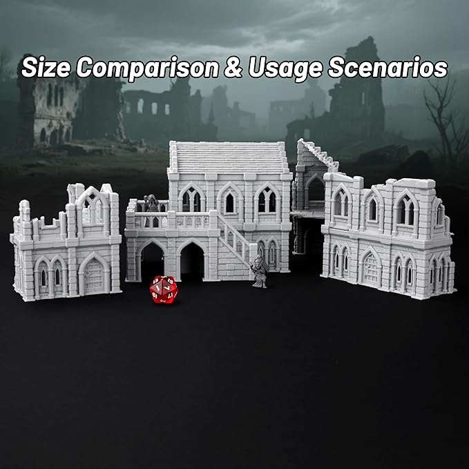 AUSPDICE AF686 Town Buildings RPG Terrain Set for DND Accessories, TTRPG Buildings, Table Maps Characters and Dungeons and Dragons Scenario Pieces