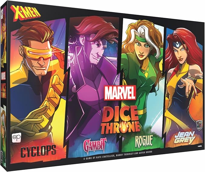 Marvel X-Men Dice Throne Box 2, 4 Hero Box Featuring Cyclops, Jean Grey, Gambit & Rogue, Competitive Board Game, Stand-Alone & Cross Compatible, Officially Licensed