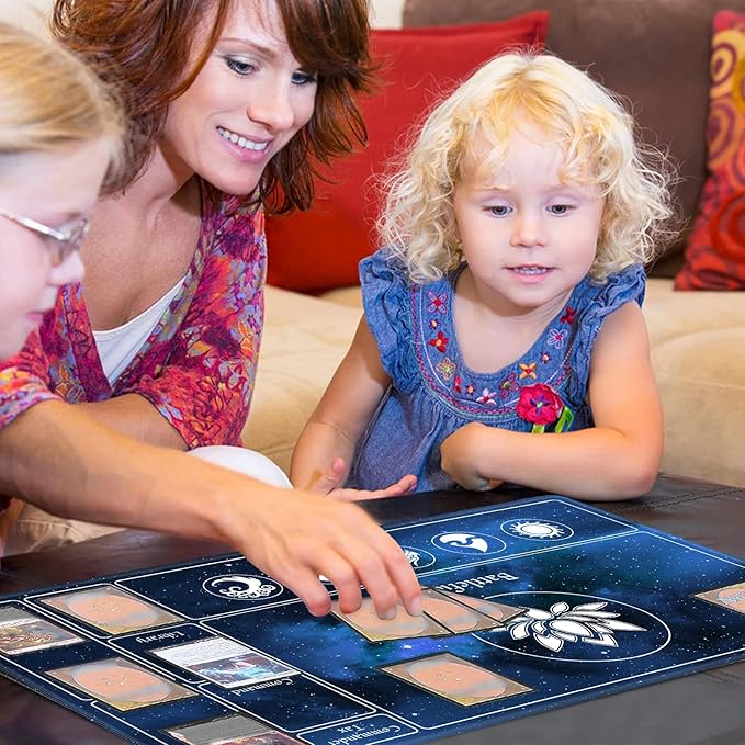MTG Playmat Stitched with Magic Zone for MTG Card Game Playing, Commander Board Game Desk Mat Duel Mat Card Battles Binder Deck 24x14inches for Beginner, Galaxy Blue Mana