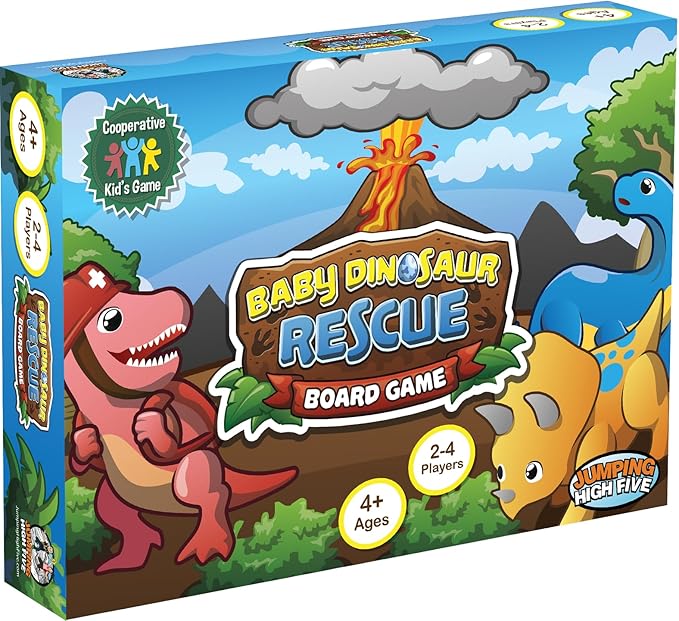 Jumping High Fives Baby Dinosaur Rescue Board Game - Cooperative Dinosaur Game for Kids Ages 4 and Up - Help The Dinos Race to The Island, Easy to Learn and Great for Family Fun Time