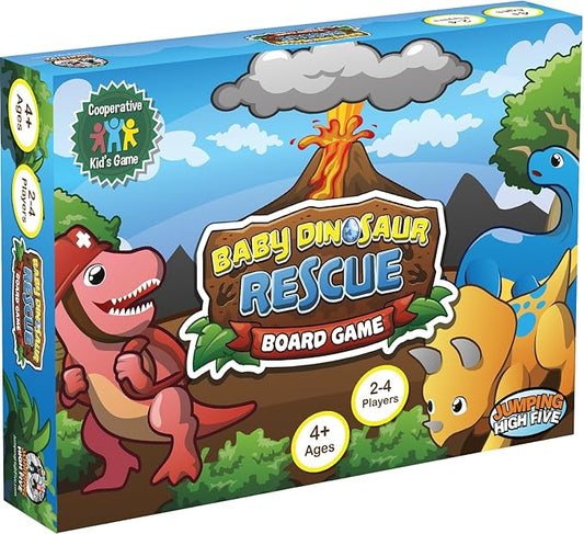 Jumping High Fives Baby Dinosaur Rescue Board Game - Cooperative Dinosaur Game for Kids Ages 4 and Up - Help The Dinos Race to The Island, Easy to Learn and Great for Family Fun Time
