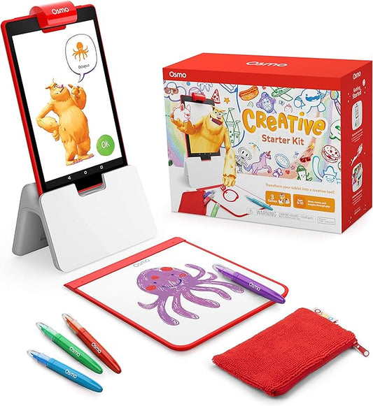 Osmo Creative Starter Kit - 3 Educational STEM Games for Ages 5-10, Drawing & Physics - For Fire Tablets