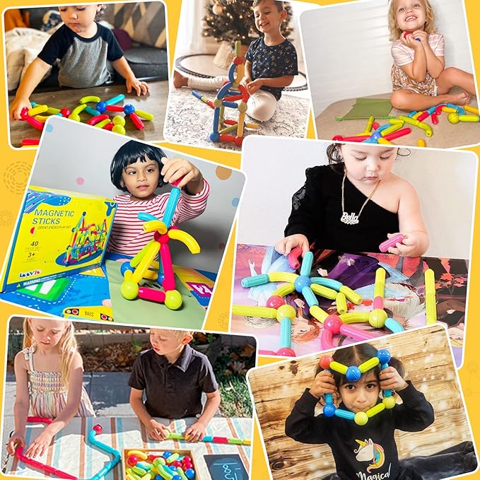 Magnet Toys for 3 Year Old Boys & Girls, Montessori Toys for Toddlers Kids, Magnetic Blocks Building DIY Learning Educational Toys Gift- Starter Set