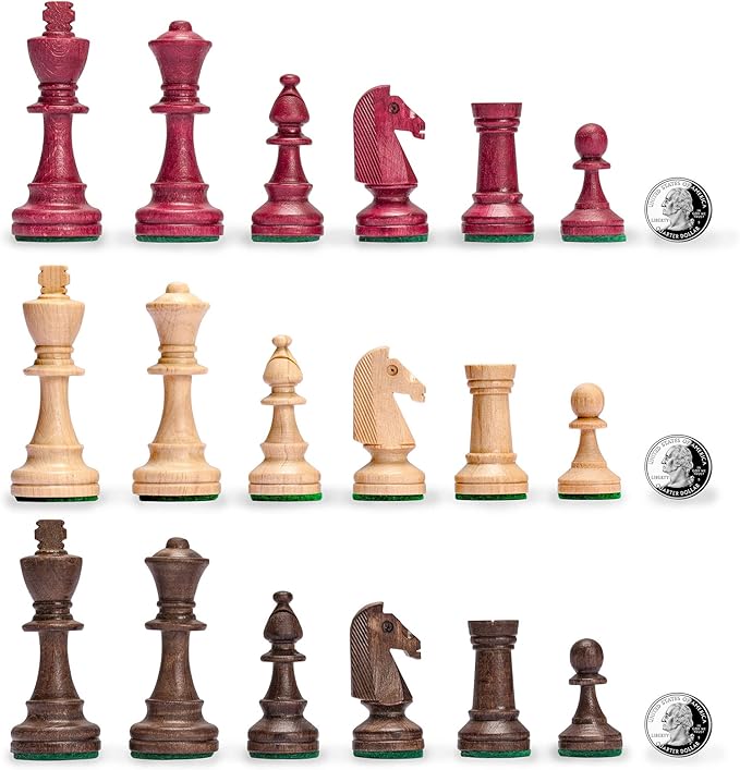 Husaria Wooden Three-Player Chess Game Set - 21 Inches - with Foldable Board, Handcrafted Playing Pieces, and Felt-Lined Storage