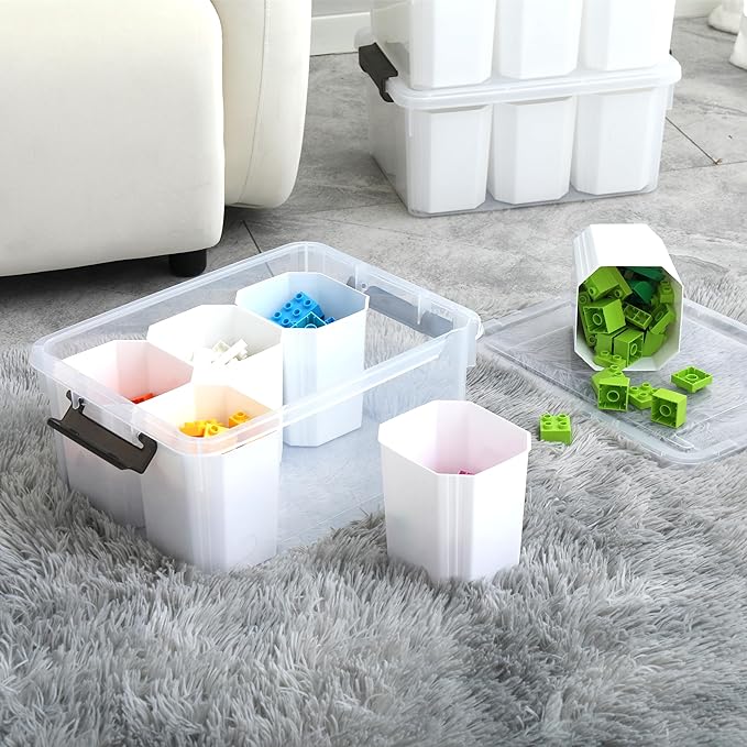 Citylife 17 QT Plastic Storage Bins Clear Storage Box with Lids Multipurpose Stackable Storage Containers for Organizing Tool, Craft, Crayon, 2 Packs