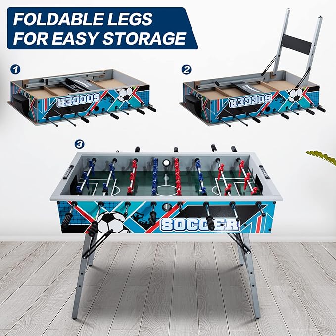 48in Foosball Table, Competition Sized Soccer Table w/ 2 Balls, 2 Cup Holders 2x4ft for Kids, Adults, Suit for 4 Players, Football Table for Home, Game Room, Arcade