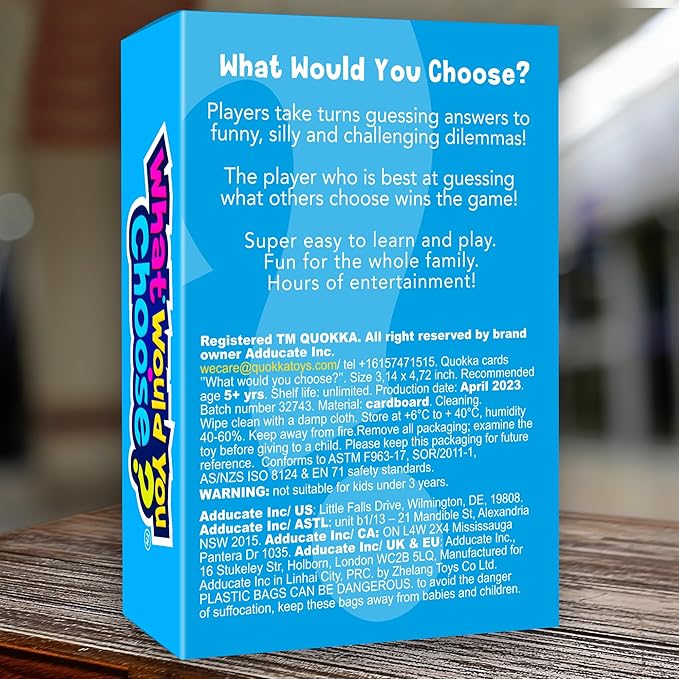 QUOKKA Board Game for 8-12 Year Olds - Family Card Game for Kids Ages 6-8 - What Would You Choose | Do Kids Rather? | Pick Your Answer | Get to Know You - Fun Game Night for Boys & Girls