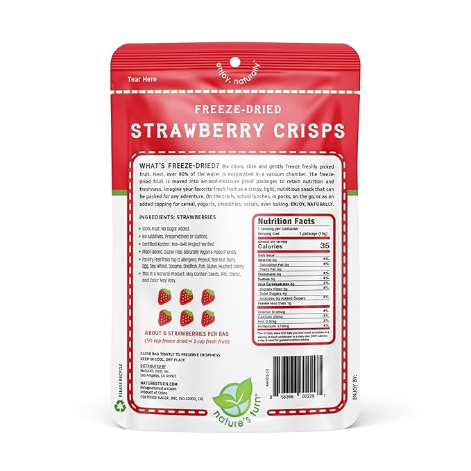 Nature’s Turn Freeze-Dried Fruit Snacks, Strawberry Crisps, Pack of 24 (0.35 oz Each)