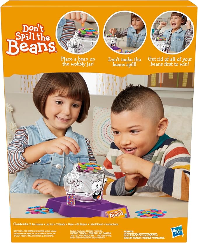Hasbro Gaming Don't Spill The Beans Game for Kids, Easy and Fun Balancing Game for Children Ages 3 and Up, Preschool Games for 2 Players, Kids Board Games