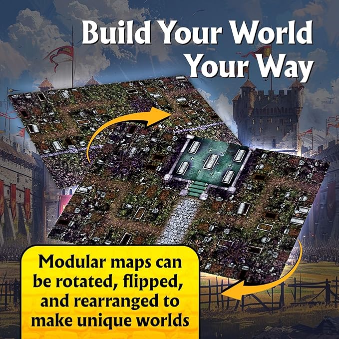 Arcknight The Extras Pack Roleplaying Battlemaps; 16 Modular RPG Maps in 8 Double-Sided Pages, 1" Square Grid, Modular & Versatile Design for Tabletop Gaming - for Dungeons & Dragons & Pathfinder