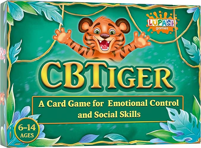 Lupash Games CBTiger-Therapy Games for Kids - Created by a Professional Therapist - High Grade Cardboard - Develop Social Skills - Practice Emotional Awareness - Improves Anger Control -for Counselors