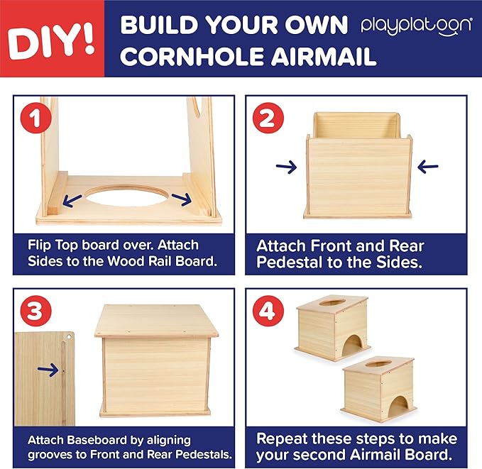 Play Platoon Cornhole Airmail Box - Set of 2 - Perfect for Practice - Competitive Cornhole Player Bag Toss Training, Prepare for Professional Games - Board only, Bags not Included