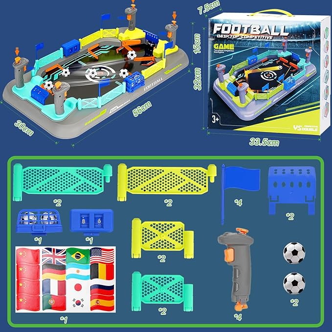 COUOMOXA Tabletop Soccer Game for Kids: Mini Football Board Toys for 3 4 5 6 7 8 9 10 11 12 Years Old Boys & Girls - Interactive Sports Ball Gift - Birthday Present for Fun Ages 3+