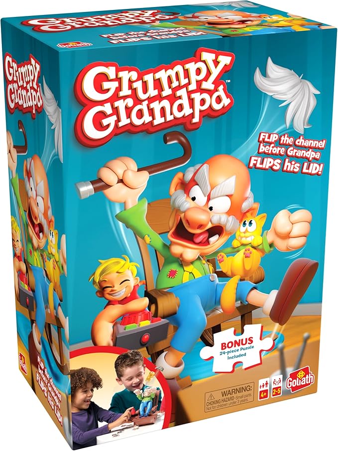 Goliath Grumpy Grandpa Game - Flip The Channel Before Grandpa Flips His Lid - Ages 4 and Up, 2-5 Players - Includes a 24-Piece Puzzle