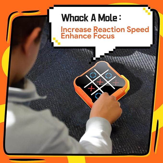 Electronic Tic Tac Toe Game, 3-in-1 Handheld Puzzle Game Console, Portable Educational Board Games on Trip, New Year Birthday for Kids and Adults