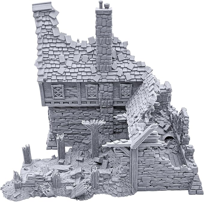 EnderToys Ruined Winterdale Tavern by Printable Scenery, 3D Printed Tabletop RPG Scenery and Wargame Terrain 28mm Miniatures