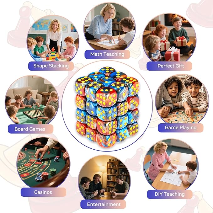 36 Pieces 12mm 6 Sided Mini Dice Set,Two Colours D6 Game Dice Set,6 Sided Standard Game Dice for Board Games Dice Games Classroom Teaching Dices Game,with Portable Gaming Box(Orange & Blue)