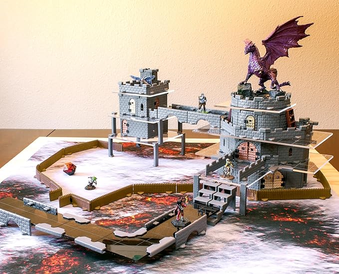 Baron Keep Castle Set - Mini Dungeon Castle Cavern DND Terrain for Tabletop RPGs, Dungeons & Dragons, Pathfinder, War Gaming, and More! by DCD (168+pcs, 4sqft, 16areas)
